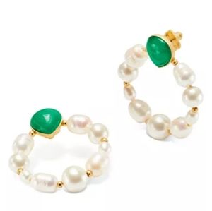 Kate Spade Pearl Hoops Jade Posts